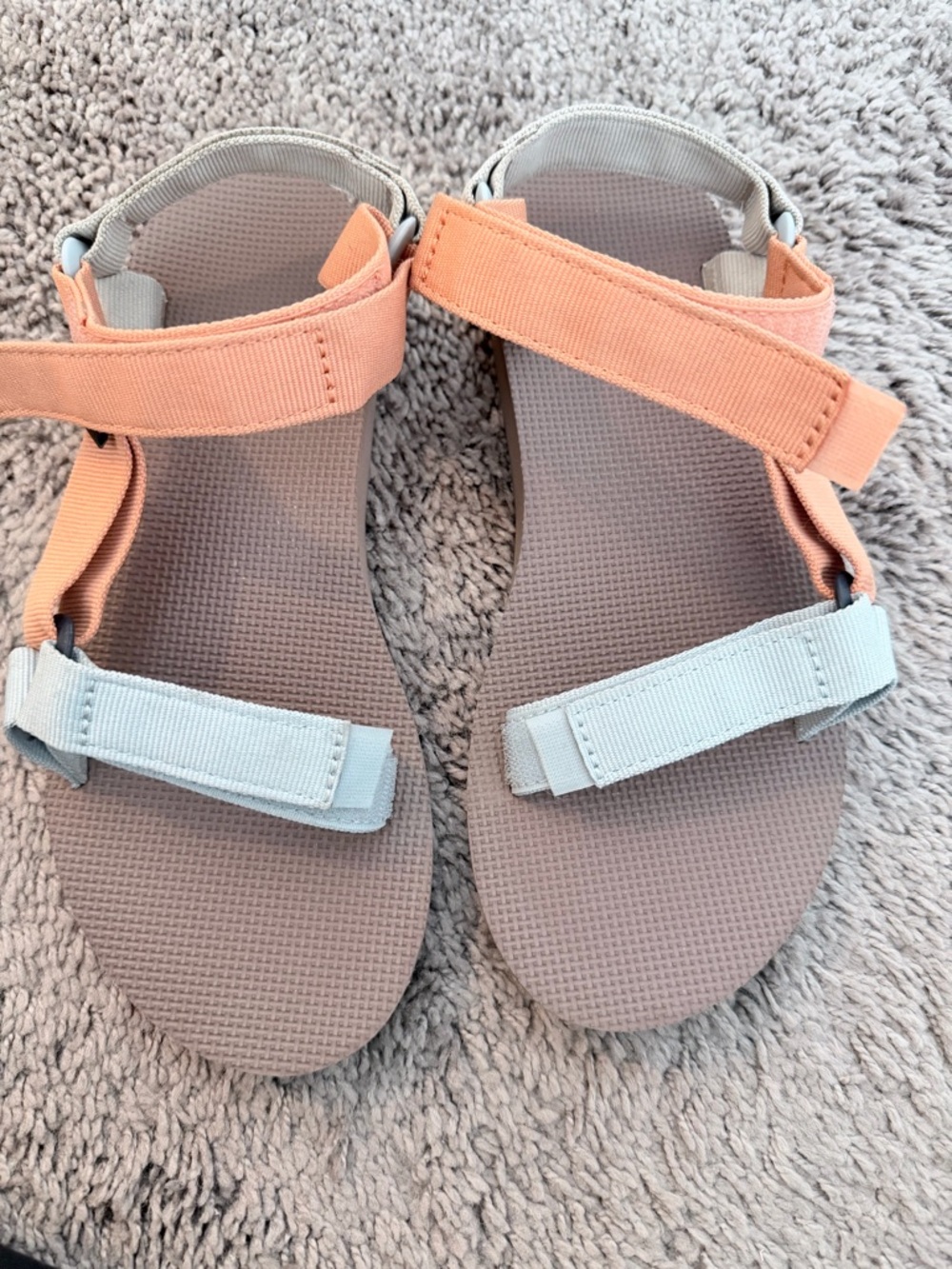 Teva Peach and Light Gray Hook-and-Loop Sport Sandals